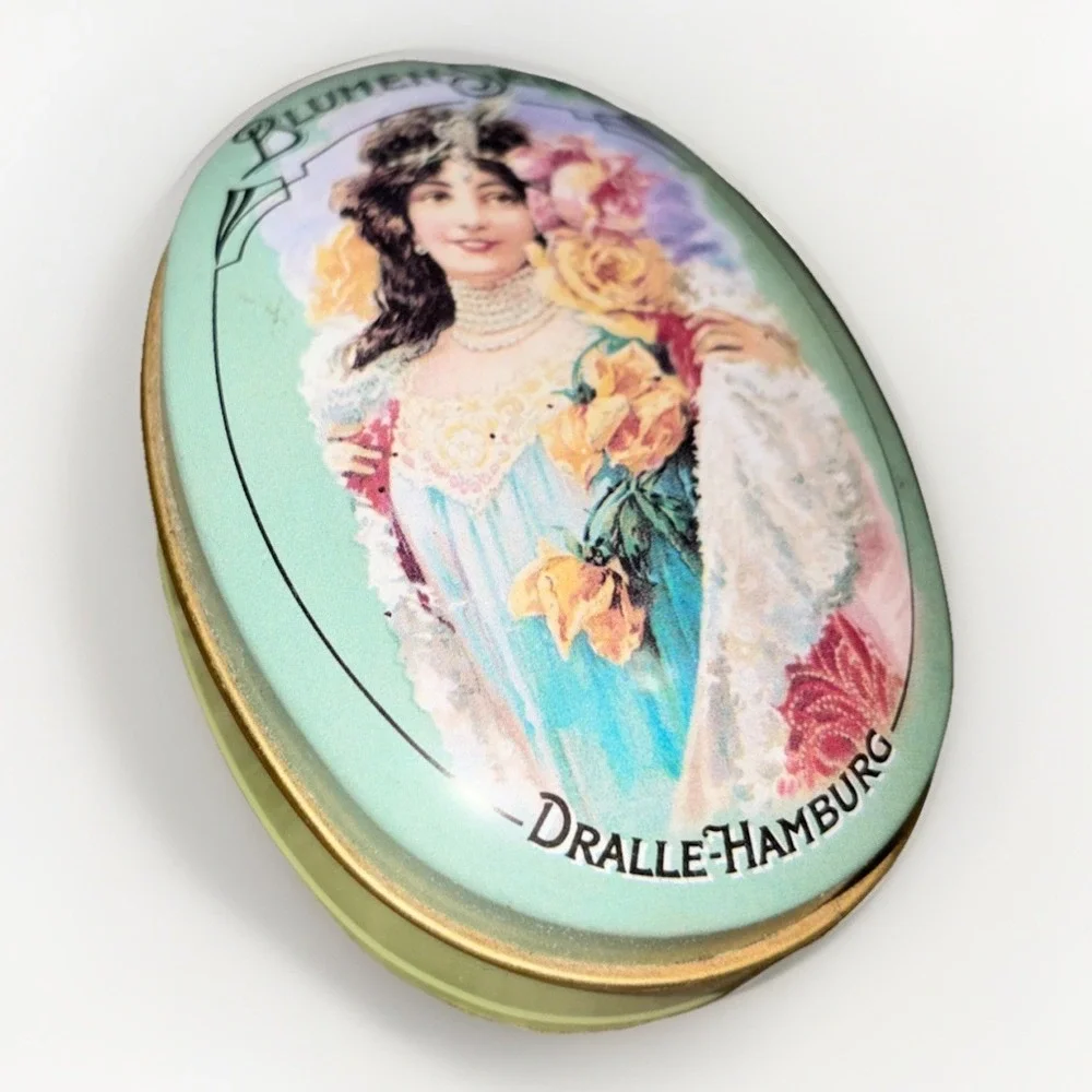 Vtg Dralle Hamburg Blumenseife Soap‎ Tin Container Factory Sealed Flower Soap